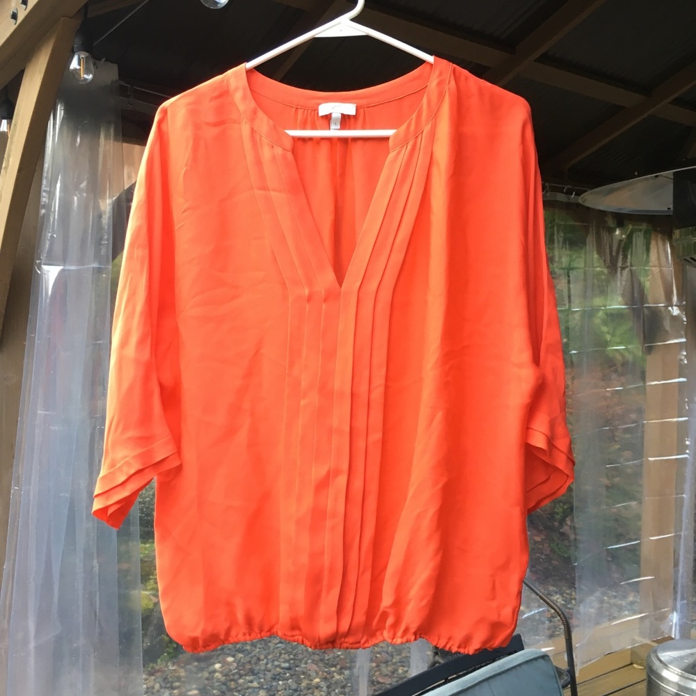 JOIE Orange Silk Blouse